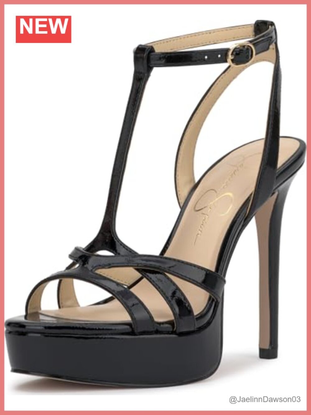 Faux Leather T-Strap Platform Sandals with Buckle, Open Toe